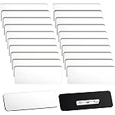 Breling 100 Pieces Name Tags with Pins 1 x 3 Inches Blank Name Tags Reusable ID Badge Holders with Clip for Office Workers Students Employee Custom(White)