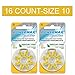 Powermax Size 10 Hearing Aid Batteries, Yellow Tab, Zinc Air Mercury-Free, HearRite, 16 Count