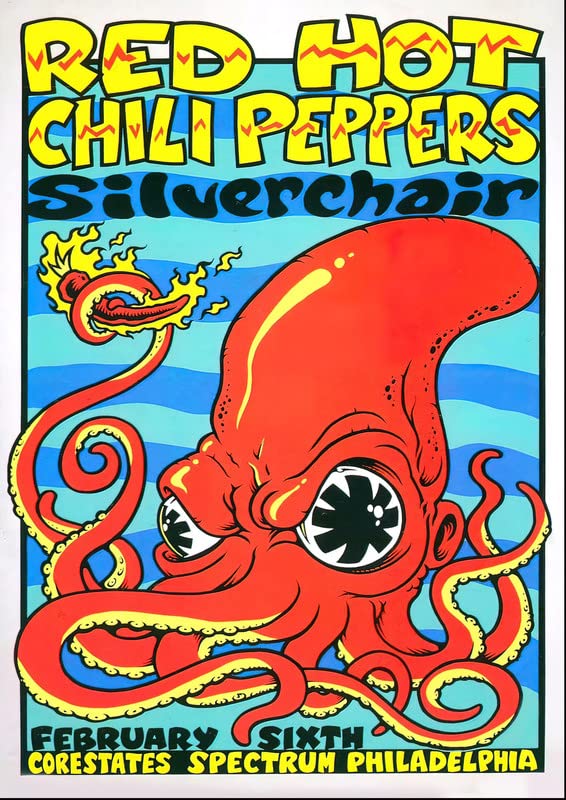 red hot chilli peppers Retro Vintage Rock Concert Gig Poster Wall Art A3