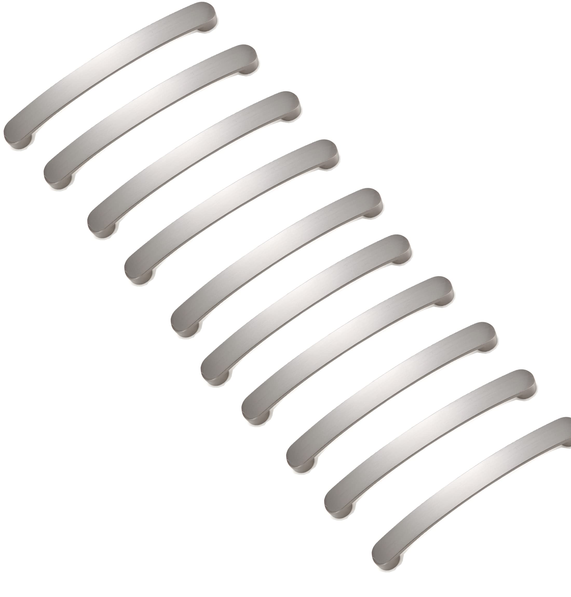 Pack of 10 Brushed Nickel Kitchen Door Handles (96mm)