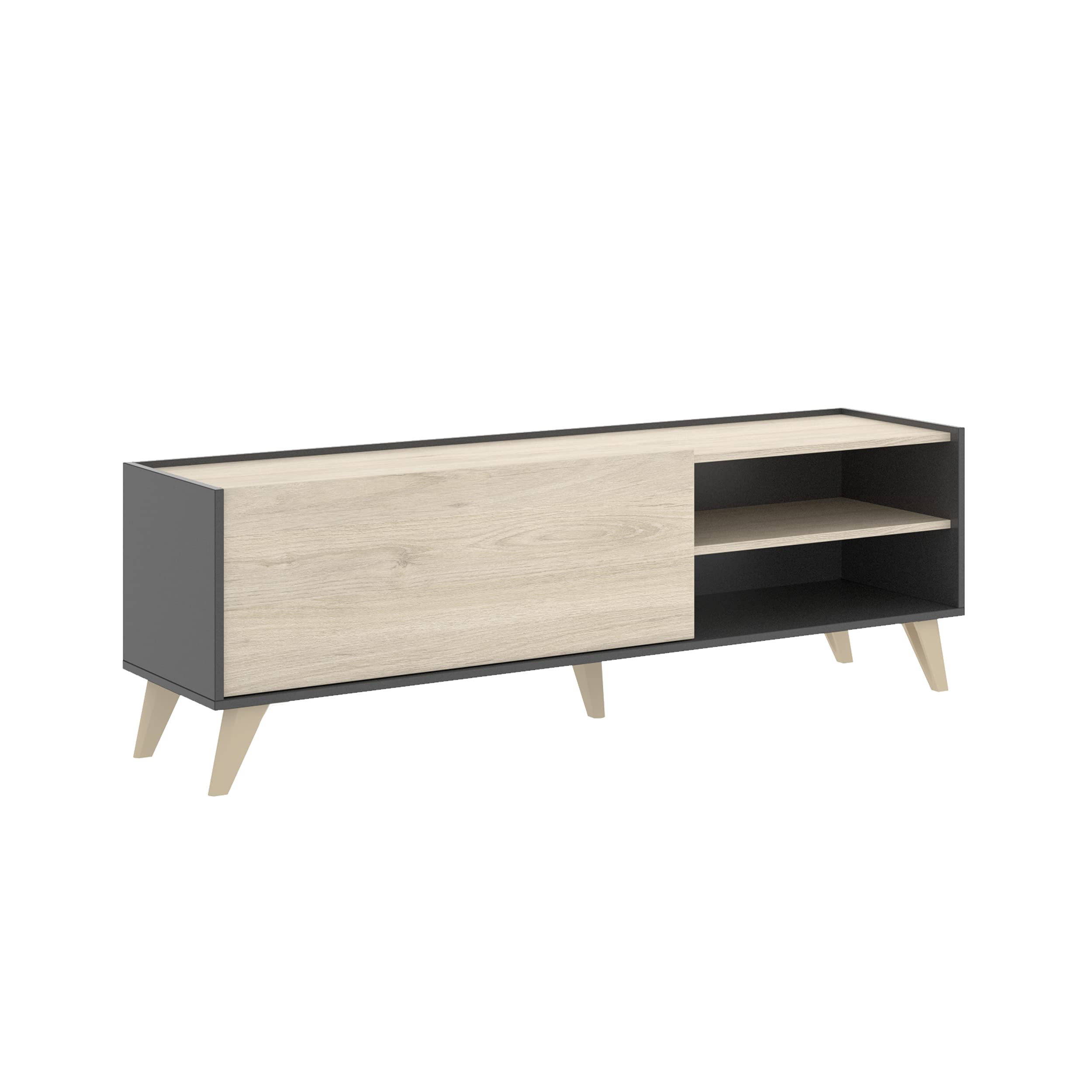 Mueble-de-TV-de-diseno-nordico-Ness-Tablero-de-particulas-melaminizado-155×43-cm-GrafitoNatural Mueble-de-TV-de-diseno-nordico-Ness-Tablero-de-particulas-melaminizado-155×43-cm-GrafitoNatural