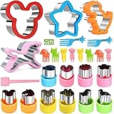 Crethinkaty Sandwich Cutter Set - 4 Pieces Sandwich Cutters Set Dinosaur&Unicorn⋆ Shapes 10 Pieces Fruit Shape Cutters Vegeta