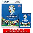 Topps Official Euro 2024 Sticker Collection - Starter Bundle - contains a Starter Pack plus 10 packets. Starter Pack contains an 88 page album plus 24 stickers.