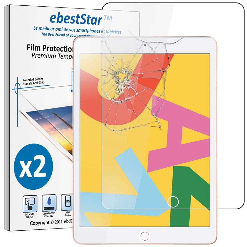 ebestStar - for iPad 10.2 Screen Protector x2 (2019, 2020, 2021), Tempered Glass Protection, Premium Ultra Clear Transparent