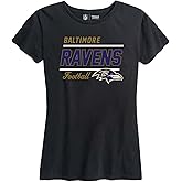 Team Fan Apparel NFL Gameday Women's Relaxed Fit T-Shirt - Rib Neck Contour - Tagless Short Sleeve Tee - Stay Cool & Stylish (Baltimore Ravens - Black, X-Large)