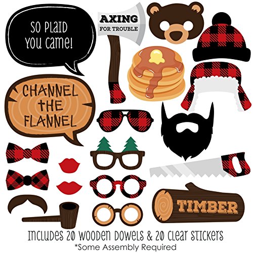 Big Dot of Happiness Lumberjack - Channel the Flannel - Buffalo Plaid Photo Booth Props Kit - 20 Cou - //coolthings.us