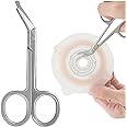 KONWEDA Ostomy Scissors Curved Blunt Tips, Small Scissors for Colostomy Bag and Wafer-2 Pack