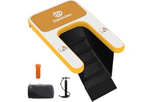 Danrelax Inflatable Dog Boat Ramp, 59" L x 39" W x6 H Perfect for Large-Sized Pets Up to 220 lbs, Boat Water Ladder with Claw-Friendly High Stability Non-Slip EVA Float for Pool, Lake, Dock & Seat