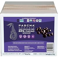 Pascha Bulk Organic Bitter Sweet Chocolate Chips 85% Cacao, UTZ, Gluten Free, Non GMO, 10 Pound