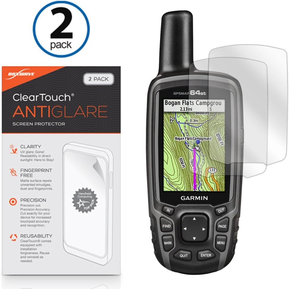 Garmin GPSMAP 64st Screen Protector, BoxWave [ClearTouch AntiGlare (2Pack)] Anti