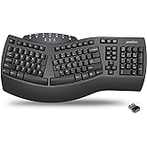 Perixx Periboard-612B Wireless Ergonomic Split Keyboard with Dual Mode 2.4G and Bluetooth Feature, Compatible with Windows 10 and Mac OS X System, Black, US English Layout