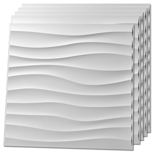 Art3d 12 Pack 3D Wave Design Wall panels 19.7"x19.7" PVC Panel for ...