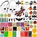 Habbi 152 Pack Halloween Slime Kit - Kids Slime Supplies Include Slime Charms, Plastic Realistic Bugs, Floam Balls, Confetti, Eye Bouncy Balls, Skull Slime Containers, Halloween Slime Accessories