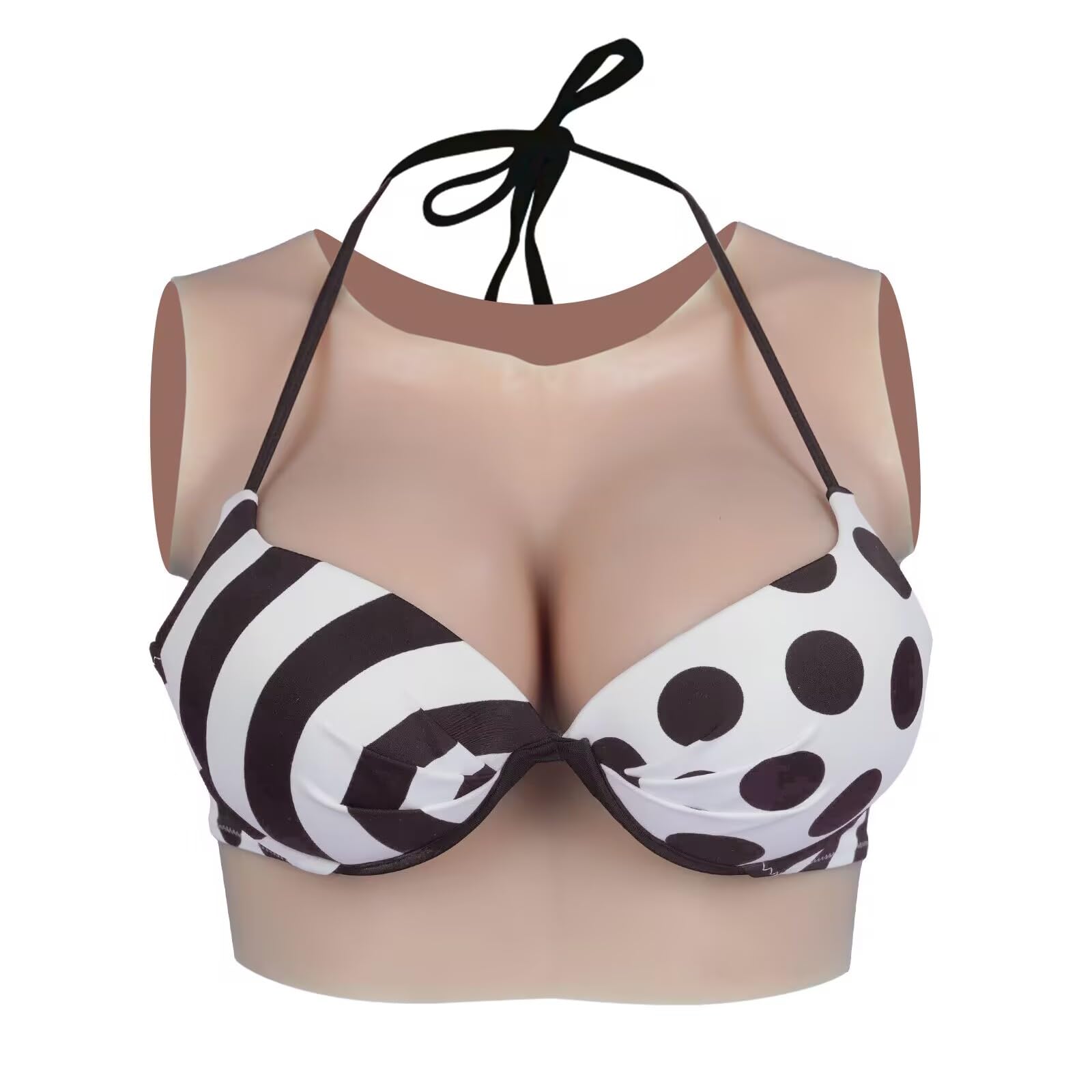 Photo 1 of gskinart Silicone Breastplate Round Collar Fake Breast forms Round Collar C-G Cup Breast Plates for Crossdresser Drag Queen Cosplay (Nude, G cup silicone)