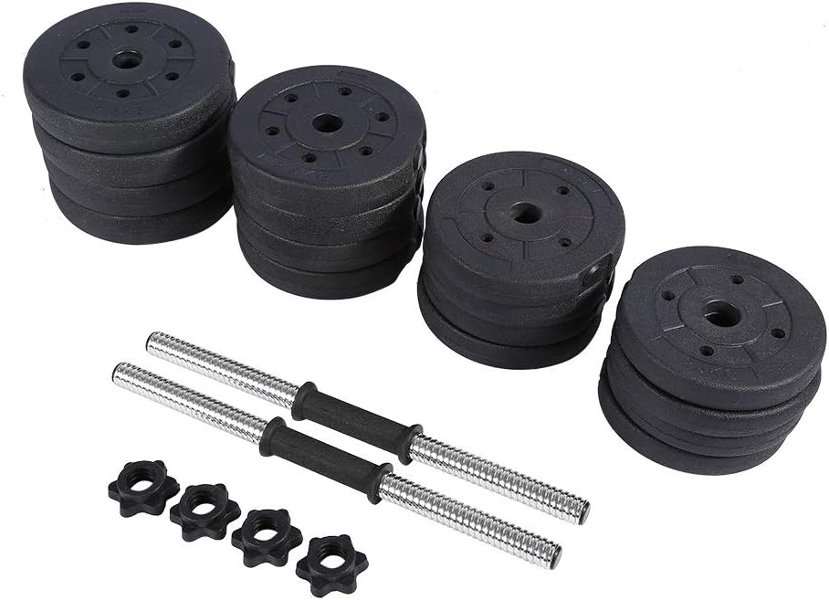 Eastbuy Dumbbell - Weight Dumbbell Set 66 LB Adjustable Cap Gym Barbell Plates Body Workout