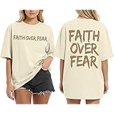 Christian Shirts for Women Faith Graphic Oversized T Shirt Jesus God Bible Religious Sayings Tee Tops