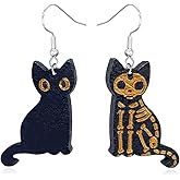 Kawaii Halloween Black Cat Earring for Women Lightweight Black Cats Dangle Earrings