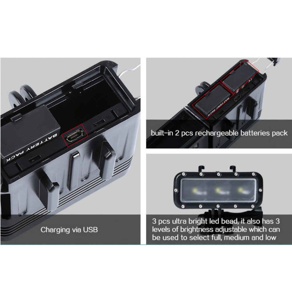 Tolifo Waterproof Underwater Diving LED Video Light Fill Light 40m Underwater High Power Dimmable for GoPro Any Action Cameras