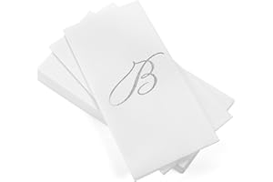 AH AMERICAN HOMESTEAD Disposable Hand Towels for Bathroom 50 Count - Guest Bathroom Essentials -Bathroom Paper Towels - Monogrammed Disposable Napkins - Wedding Napkins in Paper Towel Tray (Silver, B)