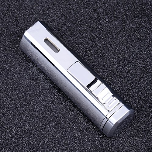 BS Cigar Cutter and Lighter Set, Cigar Punch Lighter Triple Jet Flame Butane Cigarette Torch Lighter (Silver)