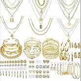 69 pieces gold jewelry set women's fashion clothing jewelry gold-plated necklace bracelet earring set