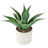 Hisow Artificial Potted Plants, 13.8" Artificial Succulent Fake Aloe, Large Faux Aloe Plant in Pot for Home Office Room Bedroom Kitchen Garden Decor (Grey)