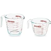 Pyrex Essentials (2-Pack) Glass Measuring Cups Set, (1 & 2 Cup) Measuring Cups For Prepping, Baking and Cooking, Preheated Ov