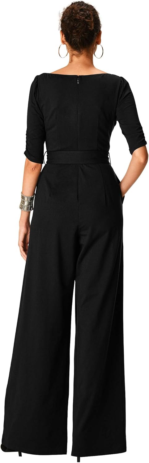 pink batwing belted palazzo jumpsuit