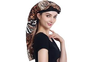 Alnorm Long Satin Bonnet Sleep Cap– Double Layer, Soft Elastic Band