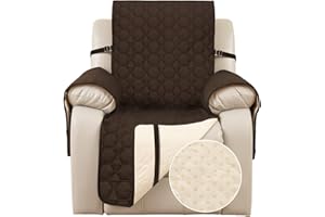 DEARTOWN Waterproof Recliner Chair Cover - Non-Slip Recliner Sofa Slipcover Furniture Protector, Washable Couch Cover for Dog and Kids, Brown, 23 Inch