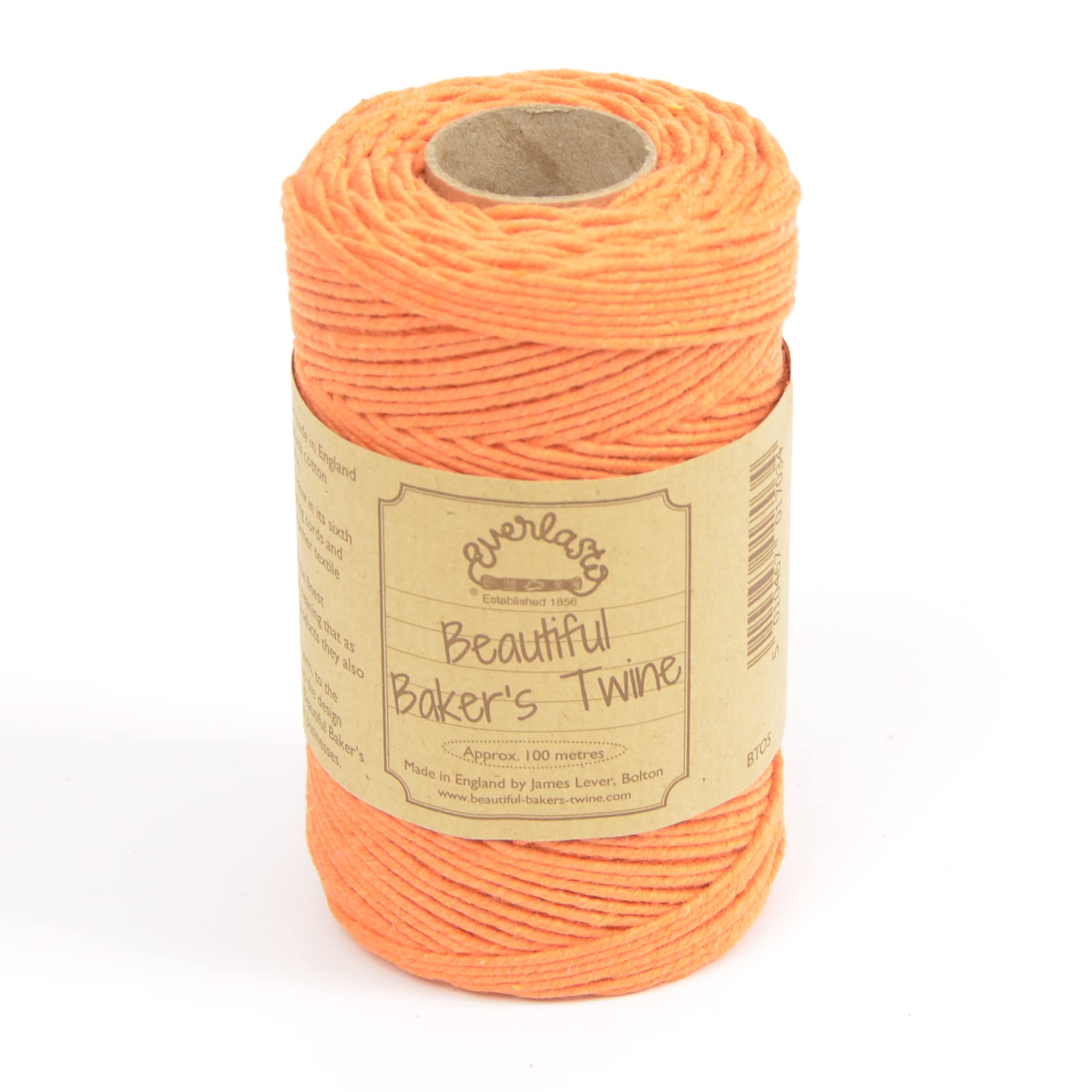 100m - Everlasto 'Solid' Beautiful Baker's Cotton Craft Twine (2mm approx) (TANGERINE)