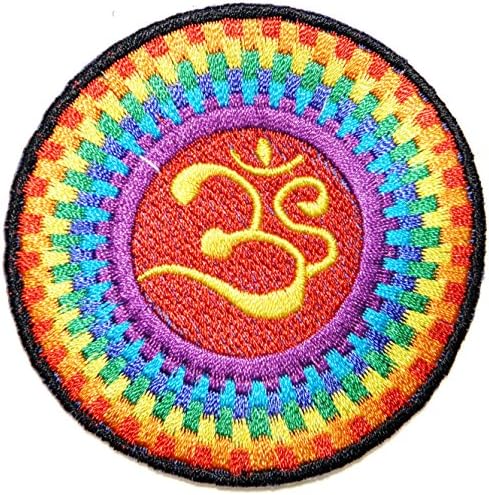 Aum Om Ohm Hindu Yoga Indian Lotus Lucky Sign Logo Hippie Retro Biker Jacket T-shirt Vest Patch Sew Iron on Embroidered Badge Custom