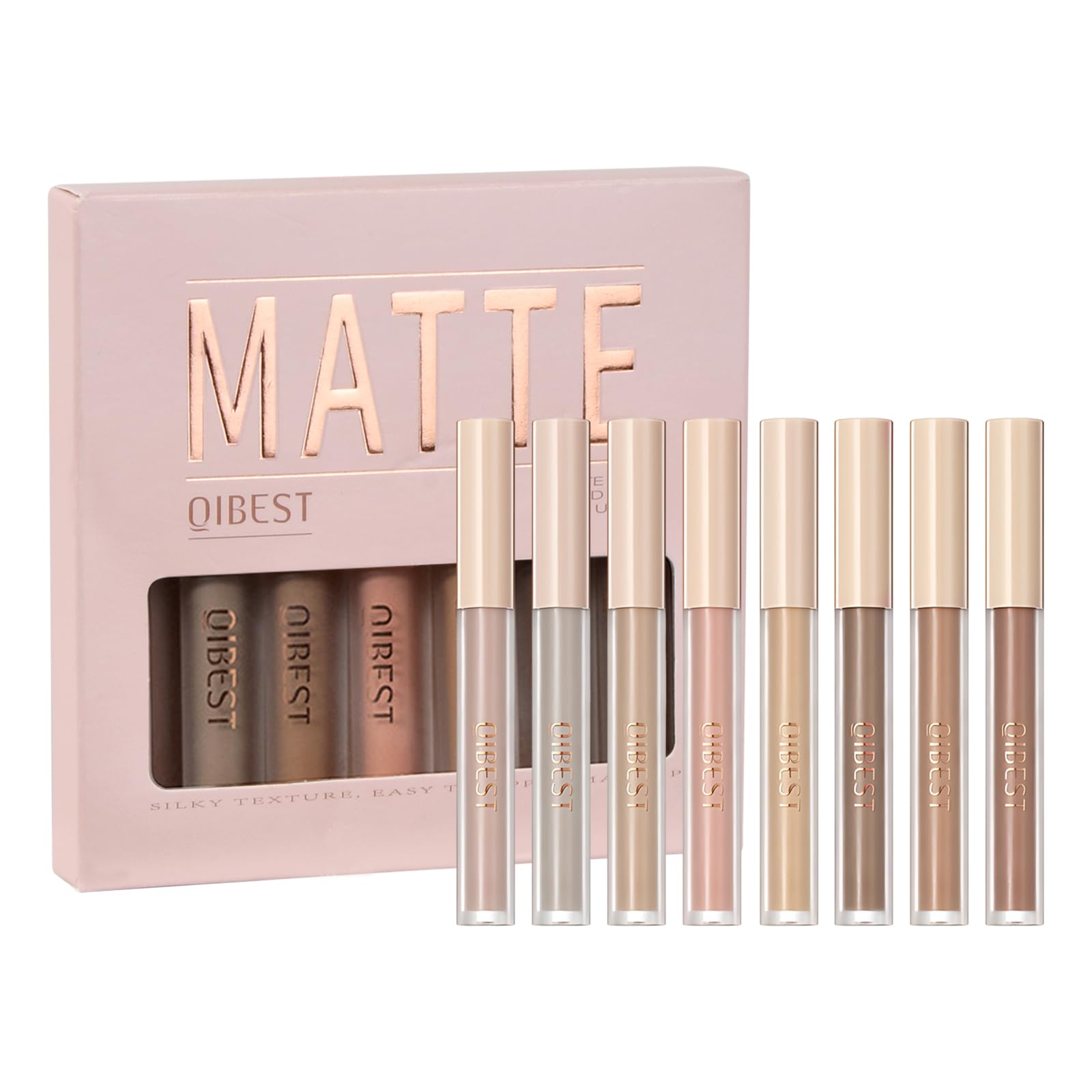 Bezavea Matte Liquid Eyeshadow Set, 8 Colors, Smoothing Natural Makeup, Long Lasting Quick Drying Eye Shadows for Christmas (Set A)