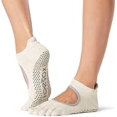 toesox Women's Bellarina Non Slip Full Toe Grip Yoga Socks – Anti Slip Non Skid Pattern for Barre, Pilates & Yoga