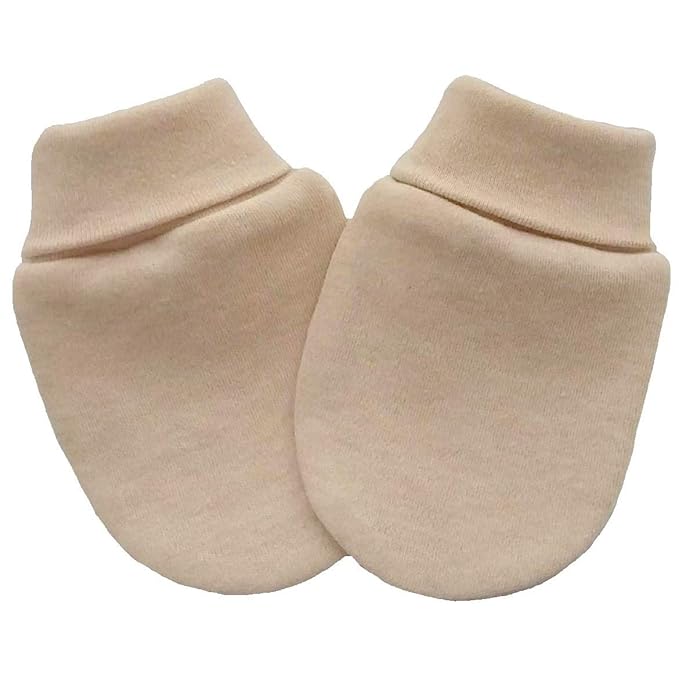 Bio Baumwolle Neugeborene Baby Anti Kratz Fäustlinge Handschuhe Farbe Hellbraun