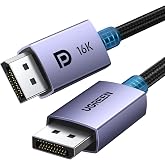 UGREEN 16K 10FT DisplayPort Cable 2.1 54Gbps | Support 8K@240Hz 1080P@540Hz HDR, HDCP, DSC 1.2a, Braided Display Port Cord Compatible FreeSync G-Sync Video Card Monitor