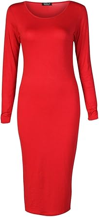 ladies red midi dress