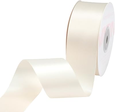 VATIN 25mm Double Faced Polyester Satin Ribbon Cream 23m Spool