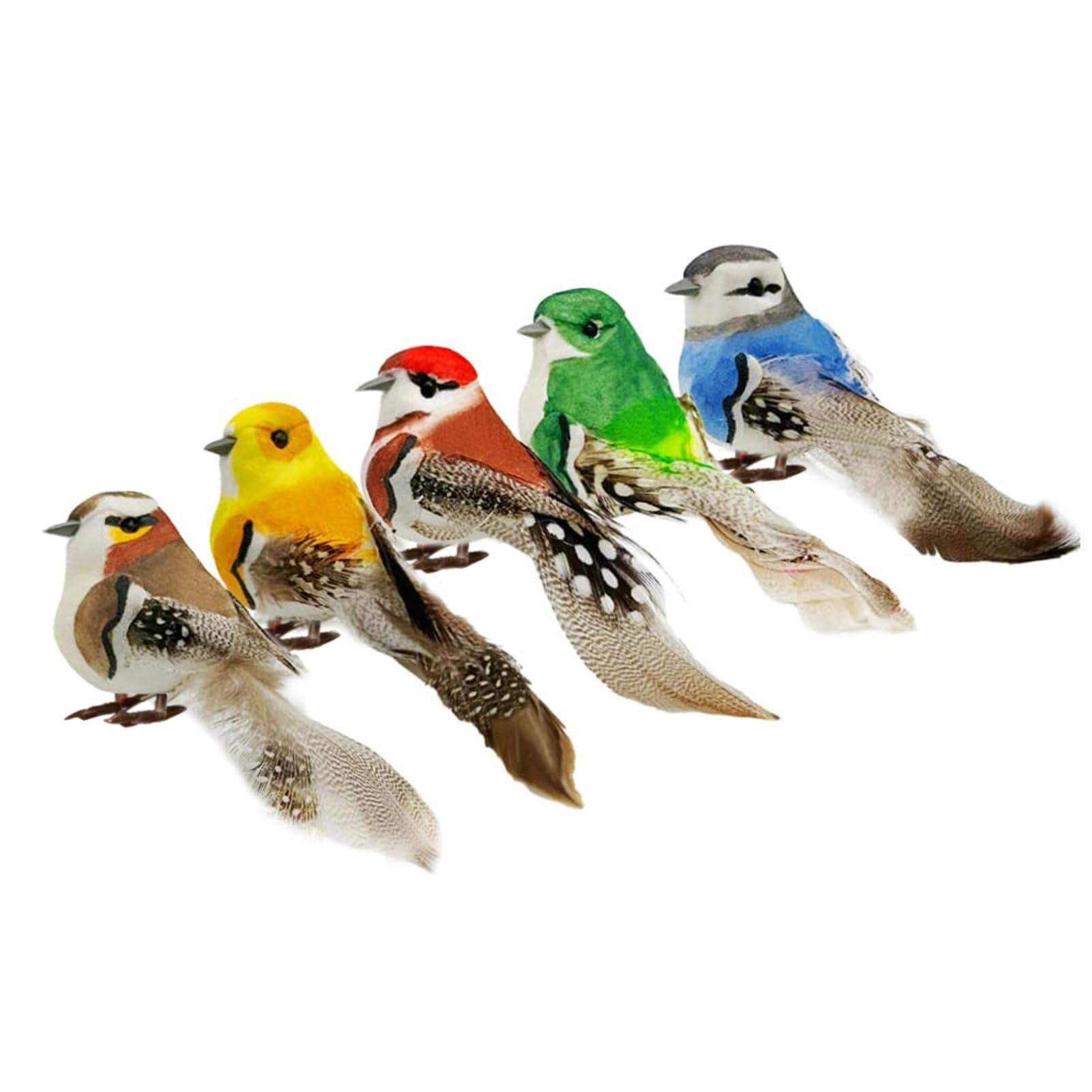 LWINGFLYER Artificial Birds Decoration Colourful Bird with clips for Crafts Christmas Tree Garden Home Party Decors (Claw)