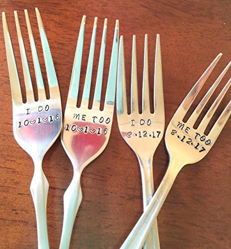 I Do/Me Too Fork Set for the Bride and Groom ~ Hand Stamped Fork Set. Unique Wedding/Shower/Engagement Gift. Can Be Personalized