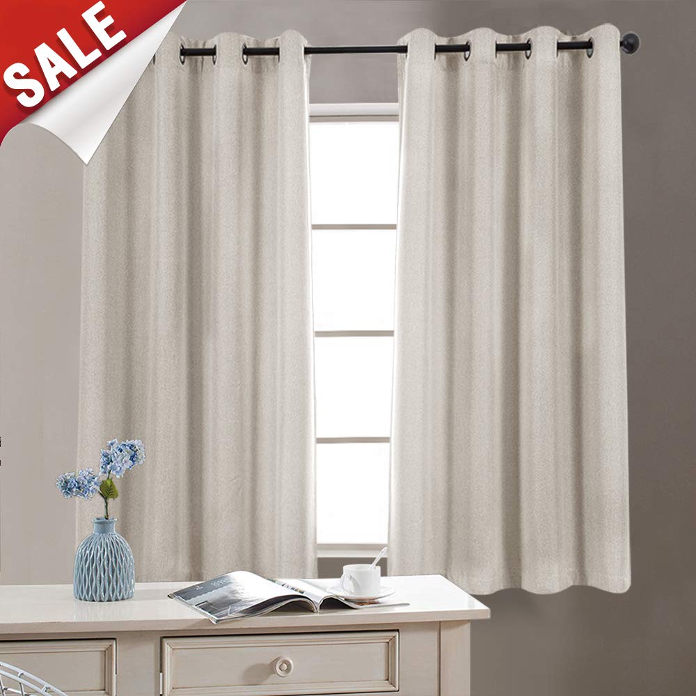 Blackout Curtains Grey for Bedroom 63 inch Length Thermal Insulated