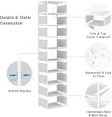 esonstyle 10 Tier Metal Shoe Rack White Vertical Organizer 66.4in tall view 8