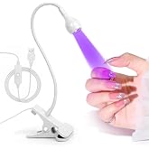 Geisofu UV Nail Lamp - UV Light for Gel Nails, Flash Cure Lamp | LED Gooseneck Flash Cure Lamp for Nails, Manicure Dryer Black Light with Clamp, 365+395nm 5V 3W 4 Levels Dimming White