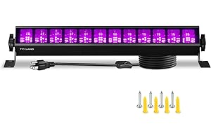TigQiang LED Black Light, Single Blacklight Bar Light Up to 600ft² Area with Switch+Plug+5ft Cable, Glow Party Light Supply for Halloween, Fluorescent Poster, Body Paint, Birthday, Bedroom, Classroom