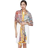 DANA XU Women's 100% Mulberry Satin Silk Pashmina Shawl Wraps Extra Large Floral Scarf for Evening Dresses, Soft Oversized