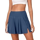 Aleumdr Women's 3" High Waisted Swim Skirt with Zipper Pockets Tummy Control Side Split Bathing Suit Swimsuit Tankini Bottoms