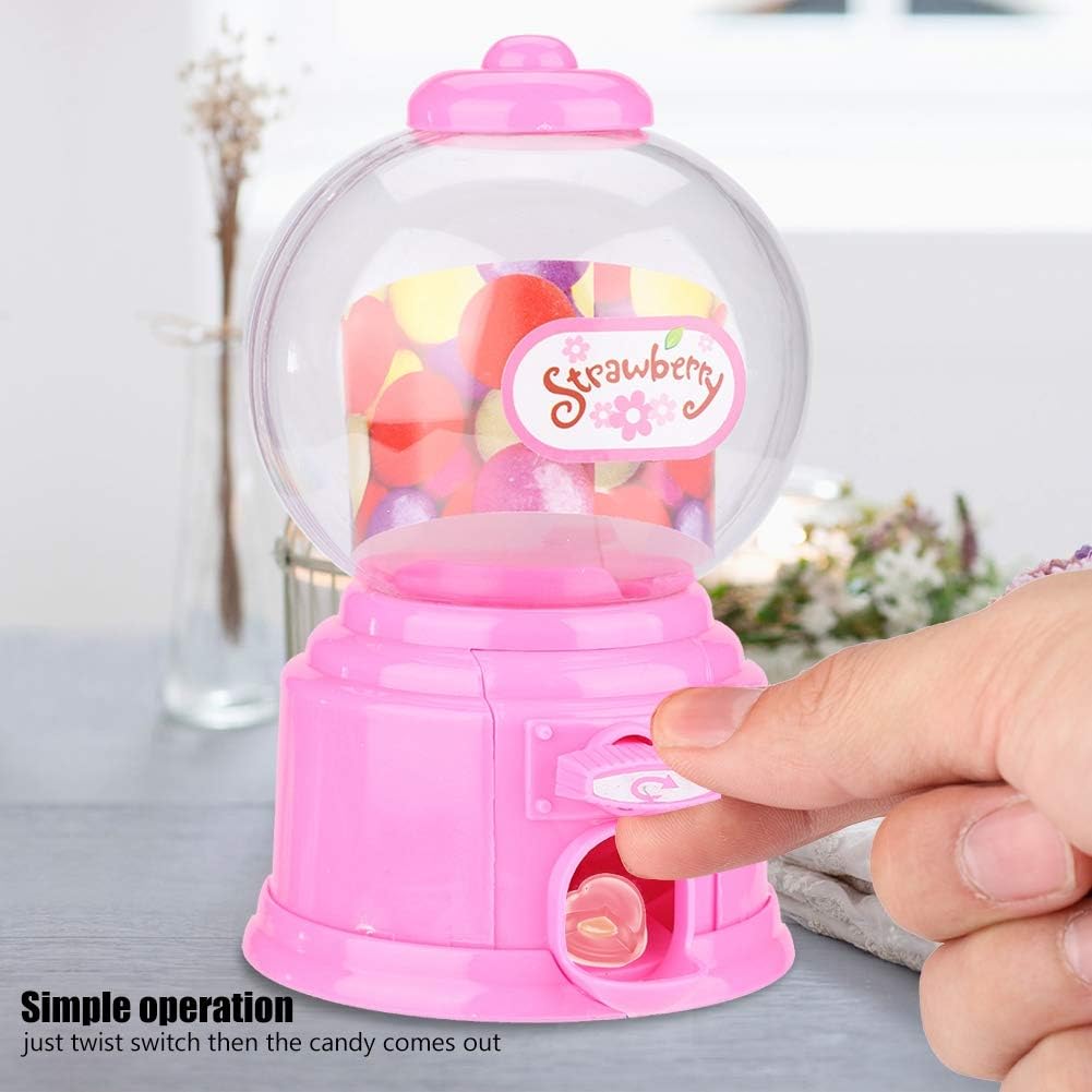 Portable Children Candy Machine Plastic Mini Gumballs Dispenser Kids Kindergarten Gift(Pink) - Image 3