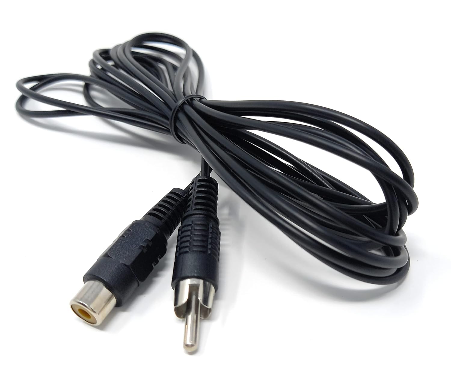 DRUT 2m RCA to RCA Socket Mono Single Phono Extension Cable HI-FI/TV Audio Video Lead Cord (6.5ft, Black)