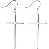 Jeka Hypoallergenic Stainless Steel Cross Earrings Long Dangle Minimalist Jewelry for Women Girls Family Friends Gifts