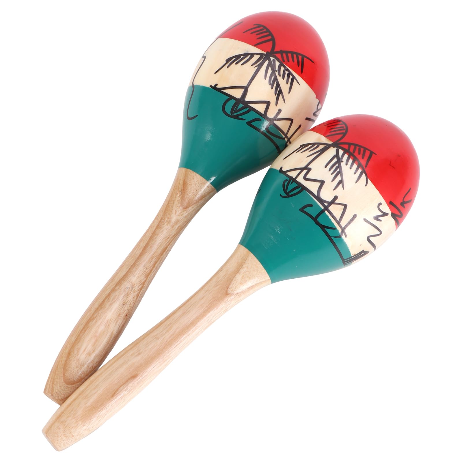 Photo 1 of 2 Pcs 9.6-Inch Wooden Maracas - Colorful Maracas for Adults, Maracas for Adults, Clear Rhythm for Parties, Festivals, Classroom Music & Lessons, Ideal Percussion